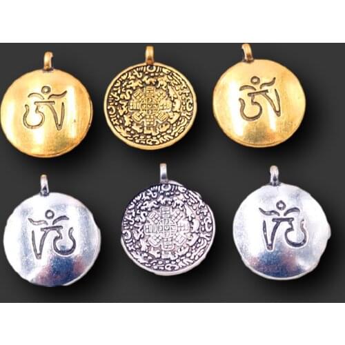 8pcs Tibetan Buddhism Nine Palaces Eight Diagrams Talisman Amulet Pendant Bracelet Necklace Accessories DIY Charm Jewelry Making