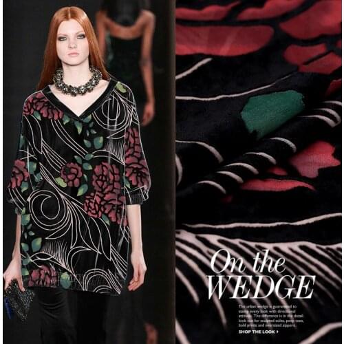 Burnout velvet fabric spring summer silk velvet fabric clothing cheongsam dress silk fabric wholesale silk cloth 114cm