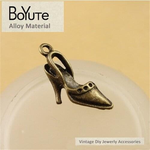 BoYuTe (100 Pieces/Lot) 26*13MM Zinc Alloy Antique Bronze Plated High-Heeled Shoes Charms for Jewelry Making fit Diy Necklace
