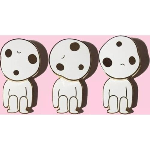 3Pcs/lot Princess Mononoke Kodama Enamel Brooch Pin Backpack Hat Bag Lapel Pins Badges Women Mens Fashion Jewelry Accessories