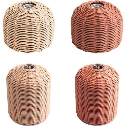 Outdoor Camping Flat Gas Tank Anti-collision Anti-fall Protective Cover Handmade Rattan Gas Tank Protective Sleeve Case Gas Tank