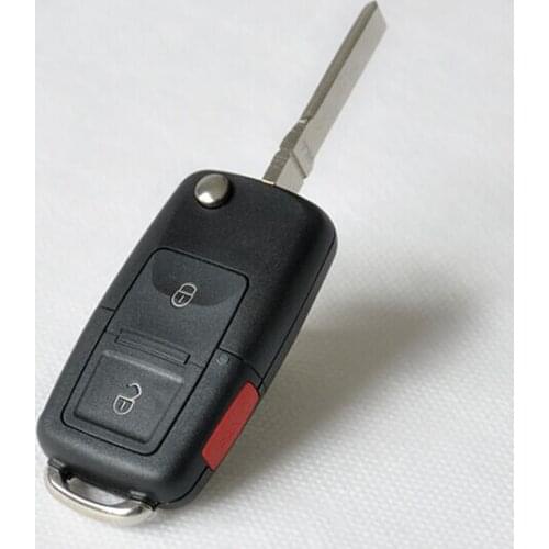 Remote Flip Folding Key Shell 2+1 Panic Buttons For VW Volkswagen Golf MK4 Bora Uncut Blade Keyless Car Key Case Cover