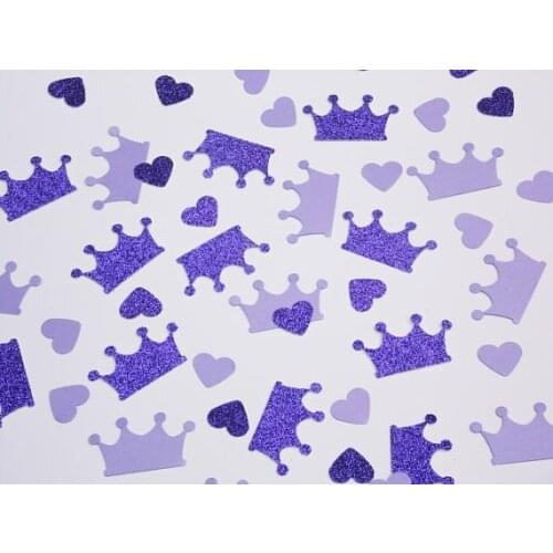 Purple Princess Crown Confetti, Lavender Heart Confetti, Party Decorations, Birthday Party Decor Table decor scrapbook Confettis