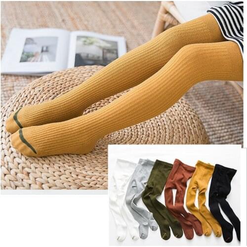 GZhilovingL Spring Girls Baby Cotton Long Leg Warm Stockings Solid Knitted Ribbed Pantyhose For Girl Kids Child Tights Stocking