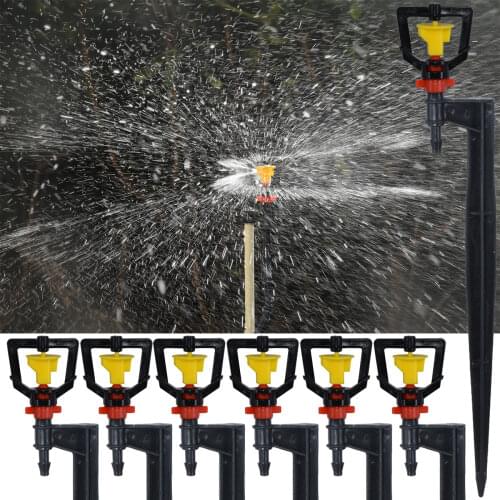 KESLA 50PCS Mini Rotating Sprinkler 360 Degrees Micro Spinning Spayers Head with Stake Garden Dirp Irrigation Watering Nozzles