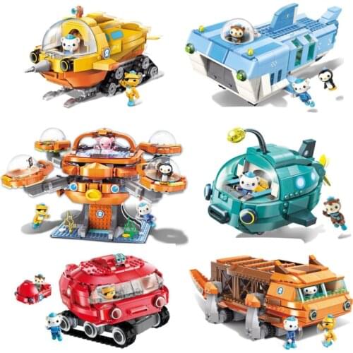 Creative Ideas City Underwater World The Octopod White Shark Doctor Cartoon Building Blocks Model Sets Toys for Kids Gifts