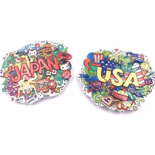 Fridge Magnet Souvenir World travel Countries Japan USA Colourful Resin Refrigerator Magnets Sticker Home Decoration Gifts