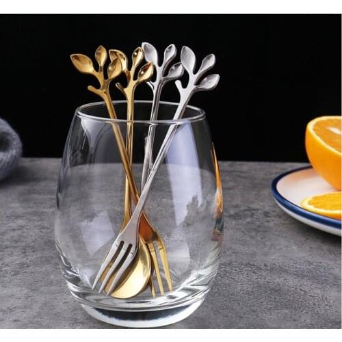 Creative Stainless Steel Spoon Branch Leaves Spoon Fork Coffee Spoon Christmas Gifts Kitchen Accessories Tableware Decoration