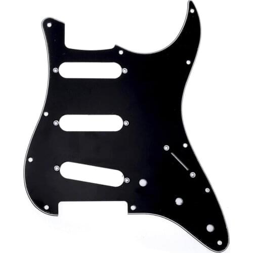 Musiclily Pro 11-Hole 72 or 64 Strat SSS Guitar Pickguard for MIJ JPN Japan Stratocaster, 3Ply Black