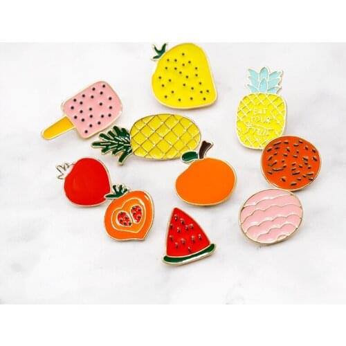 New Cartoon Fruit Brooch Cute Watermelon Pineapple Cherry Enamel Pins Jackets Lapel Pin Badge for Women Jewelry