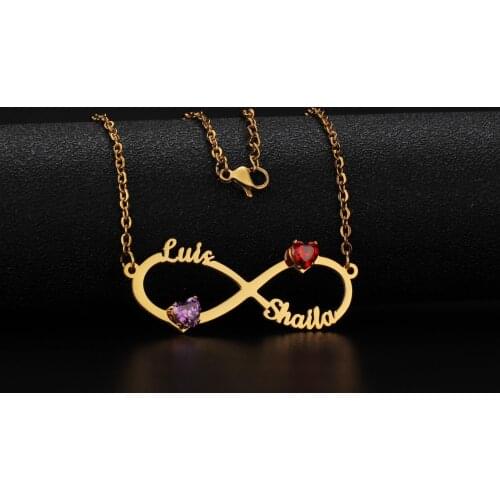 Customized Necklace Love Diamonds Personalized Bead Birthstone Name Necklaces For Women Choker Stainless Steel Necklaces Gifts