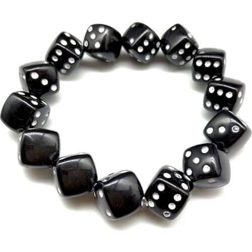 Colorful Acrylic Dice Beads Stretch Bracelets Funny Game Lucky Dice Bracelets A0NF