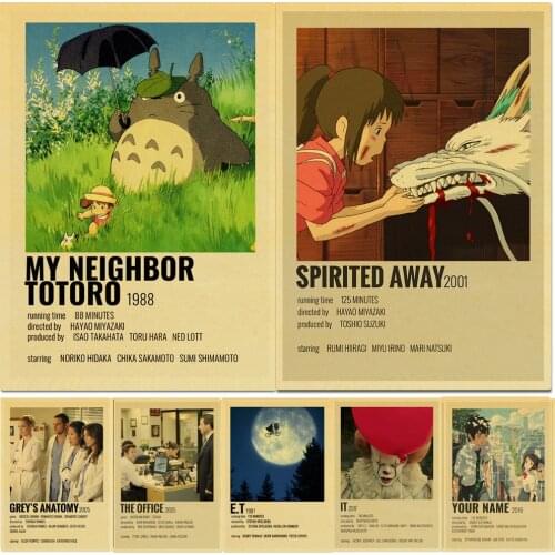 Vintage Classic Movie TV Show E.T/Pulp Fiction/ My Neighbor Totoro/Friends Retro Poster High Quality Home Art Print Painting