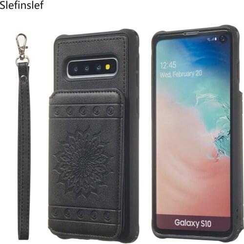 Sun flower luxury Cases With Card money coin Pocket PU Leather Phone for Samsung galaxy S8 S9 plus note 8 Note 9 S10 6.1 S10E