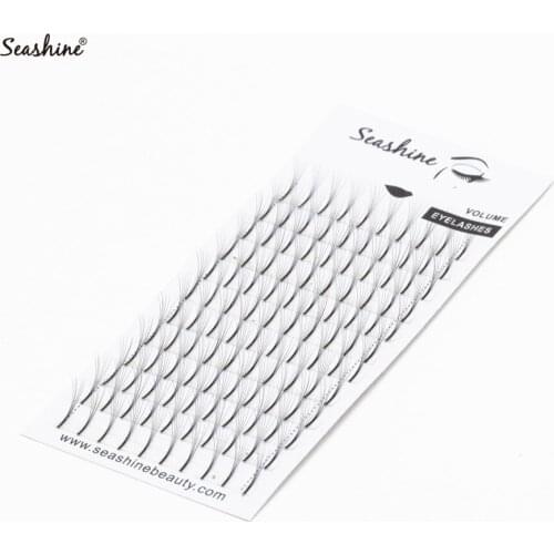 Seashine Synthetic Hair 1 Tray Long Stem 3D Eyelashes Extension Premade Volume Fans Russian Volume Lash C/D Curl 0.15mm Volume