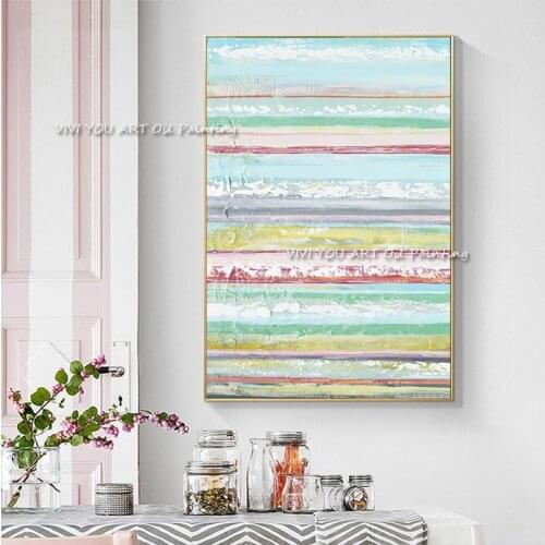 Nordic Modern Light Green Watercolor Abstract Oil Painting Living Room Handmade Decorative Painting picture Canvas Art Poster