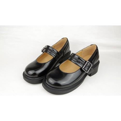 Japanese School Students Uniform Shoes Uwabaki JK Round Toe Buckle Trap Women Girls Lolita Retro Cosplay Med Heels L5