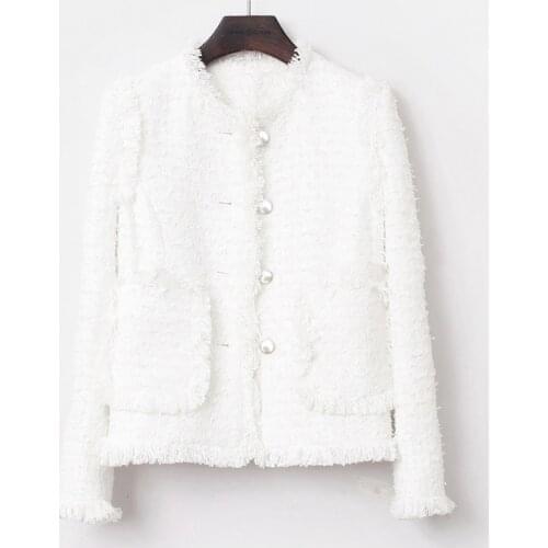Tweed jacket White 2020 autumn /winter womens jacket new slim slimming tweed ladies jacket coat