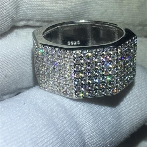 Vecalon Vintage Eternity Band ring 925 Silver Pave 252pcs AAAAA Cz Engagement wedding rings For women men Party Finger Jewelry