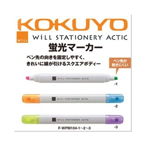Japan KOKUYO F-WPM104 Double-Headed Highlighter WILL STATIONERY ACTIC Two-Color Fluorescence