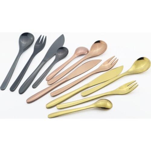 Western Colorful Cutlery Set 304 Stainless Steel Dinnerware Set Mirror Knives Fork Coffee Spoon Flatware Kitchen Party Tableware