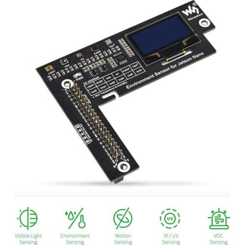Environment Sensors Module for NVIDIA Jetson Nano with 1.3inch OLED Display Onboard I2C Bus