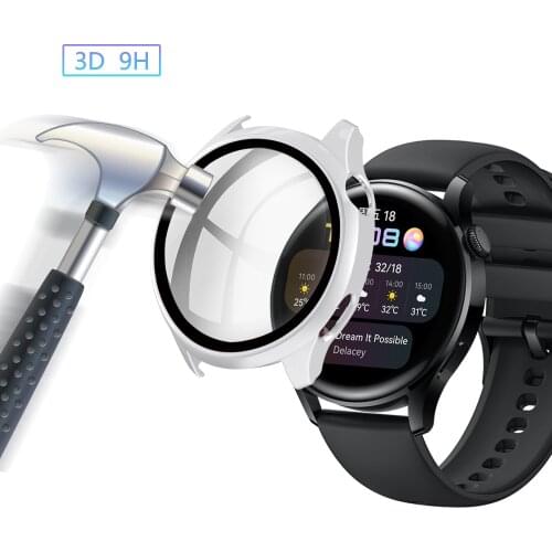 Glass Film Case for Huawei Watch 3 46mm Tempered Glass Film Case with Glass for Huawei Watch 3 46mm Full Cover Hd Bumper