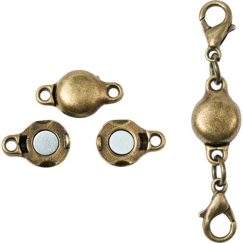 1Set Antique Bronze Brass Magnetic Clasps Alloy Lobster Claw Clasp and Brass Jump Rings for DIY Jewelry Making Findings Supplies