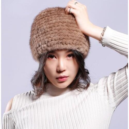 Russian Real Mink Fur Hat for Women Winter Mink Hats fashion Fur Hat for Girls