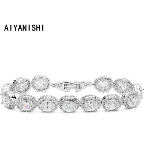 AIYANISHI Vintage 18K Gold Filled Lucky Oval Bracelet for Female Tennis Bracelets For Women Hip Hop Accessories Wedding Jewelry