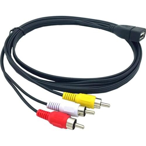 1.5m 5ft USB 2.0 Female to 3 RCA Male Video AV cable Practical for Camcorder Adapter Great for AV equipment