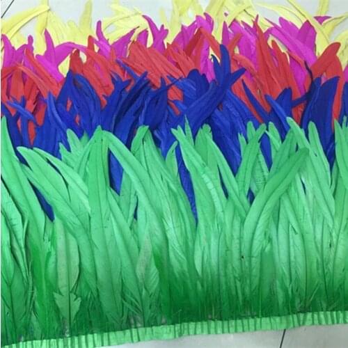 10Meters/Lot 30-35Cm Wide Coque Rooster Tail Feather Trimming Turquoise Color for Girl Show Feather Accessories Multiple Colors