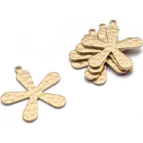 10pcs Raw Brass 22x24mm Hammered Flower Charms Earrings Charms Pendant For Hanging Jewelry Making Accessories