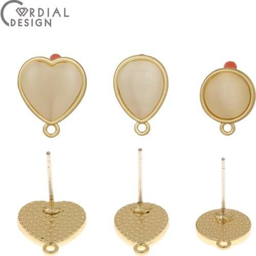 Cordial Design 100Pcs Jewelry Accessories/Earrings Stud/Hand Made/Cat Eye Effect/Geometry Shape/DIY Making/Earring Findings