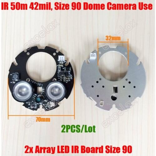 2PCS/Lot 2pcs LED Array IR 20-50M 42mil Round PCB Board Size 90 Infrared Night 850nm for CCTV Eyeball Dome Camera Case Casing