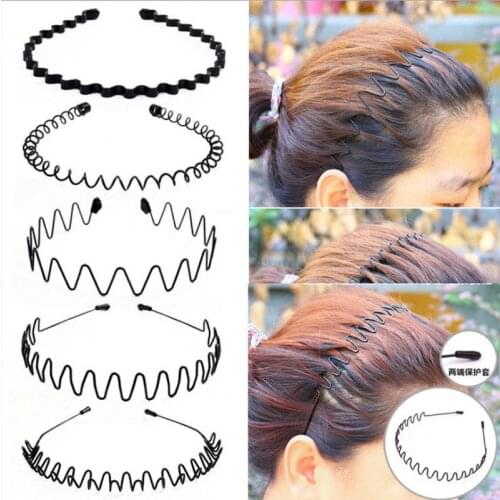 2020 New Fashion Unisex Black Wavy Hair Head Hoop Band Wavy Hair Clip Mens Women Sport Headband Hairband Hair Accessories