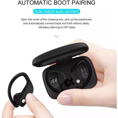 2021 Wireless Earphones T16 Wireless Bluetooth-compatible 5.0 Headset LED Digital Display Ear Hanging Sports Waterproof