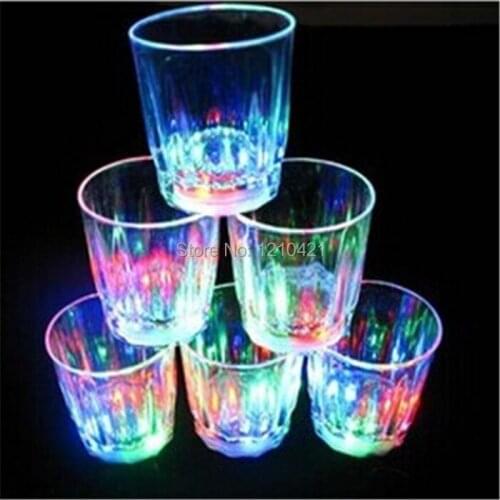 24pcs/lot Free shipping New Small LED shot glass flashing shot glasses luminous cup birthday party Halloween Chirstmas gift