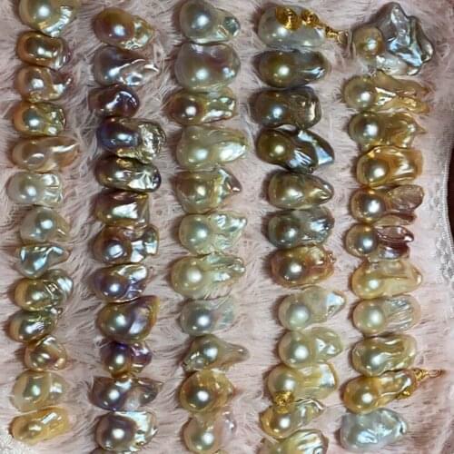 Free shipping Nature baroque shape 15-16 mm white pink purple Irregular shape pearl with full hole drilled