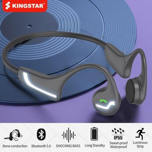 KINGSTAR Bone Conduction Headphones Bluetooth Wireless Luminous Light Sports Earphones Stereo Hands-Free With Mic For Running