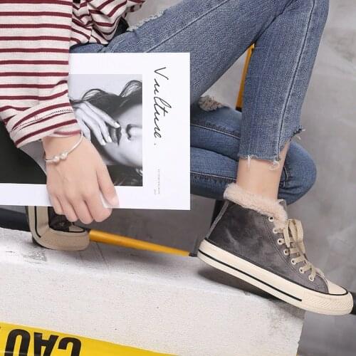 Flat Ankle Boots for Women Winter Fashion Trends High Top Short Plush Black Boots Platform Snow Boots Women Pink Shoes Sneakers