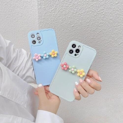 Phone Case Cover For iPhone 7 8 Plus SE 2020 11 12 Pro Max X XR XS Max 3D Flower Floral Soft Rubber Silicone Green Summer Skin