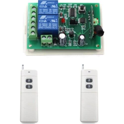 DC 9v/12v/24v RF Wireless Remote Control Switch System 2CH Relay Receiver Long Range Transmitter Learning Code Toggle Momentary