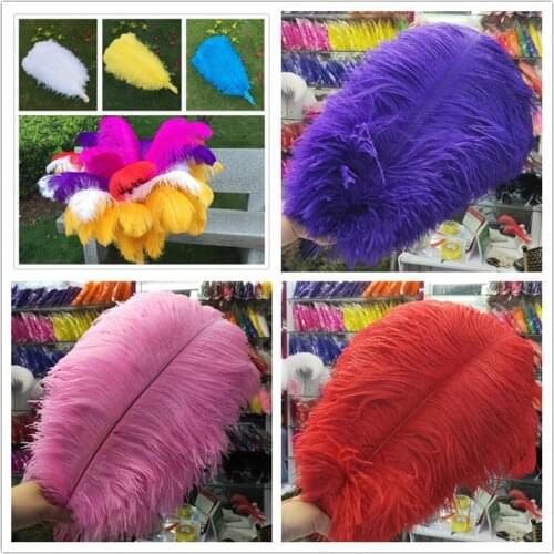 Wholesale 10 Pcs 16-18" 40-45cm Cheap Colored Ostrich Feathers For Crafts White Black Feather Home Wedding Decorations Plumes