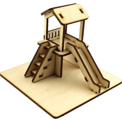 Childrens Toys 3D Wood Puzzle Kindergarten Slide Wooden Model DIY Building Model Toy Ornaments Boys Birthday Gift