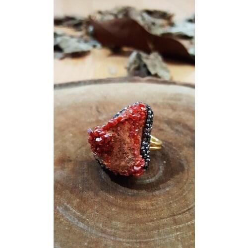 Dr Stone natural Stone Vanadinite Stone 22 carat gold plated women Bangle WHSR2