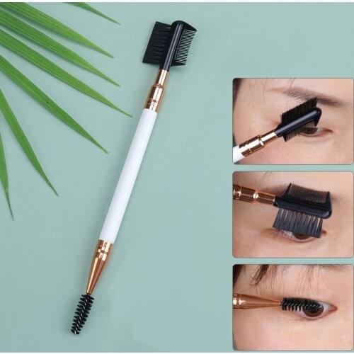 1 Pcs Double End Eyebrow Comb Brow Lash Brush Eye Makeup Eyelash Grooming Makeup Brush Nylon Fiber Portable Cosmetics Tool