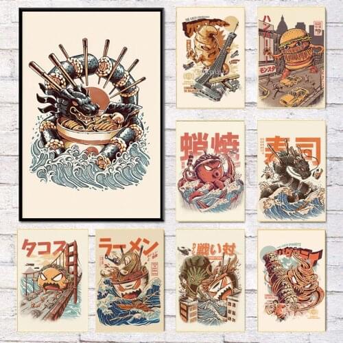 Abstract Style Food Landmark Battle Canvas Painting Wall Art Picture Poster and Print for Living Room Home Artwork Indoor Decor