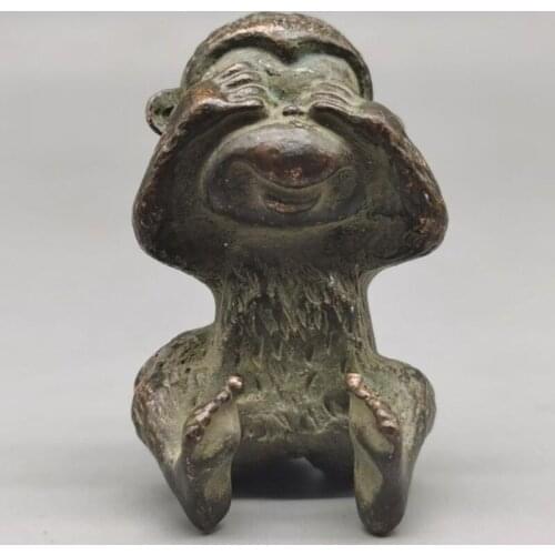 China brass Three monkey small crafts statue