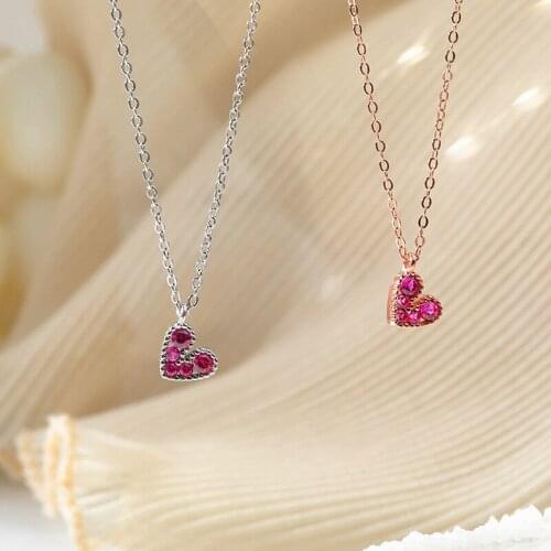925 Sterling Silver Zircon Heart Charm Pendant Choker Korean Statement Necklace Wedding Jewelry For Women dz682